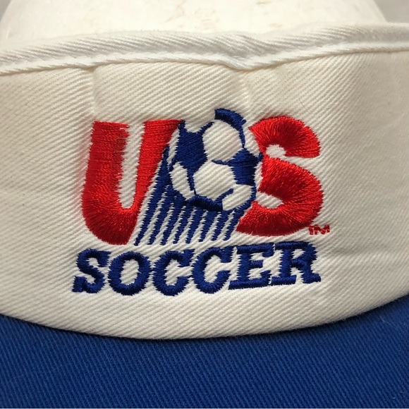 Vintage Anaconda Sports US Soccer Olympics White Blue Stretch Visor Hat Cap OSFM - Picture 2 of 8